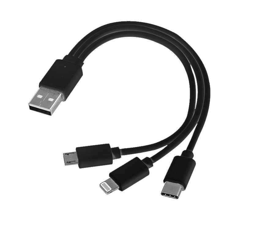 Kabel USB 3w1 micro USB + USB typ C + Lightning
