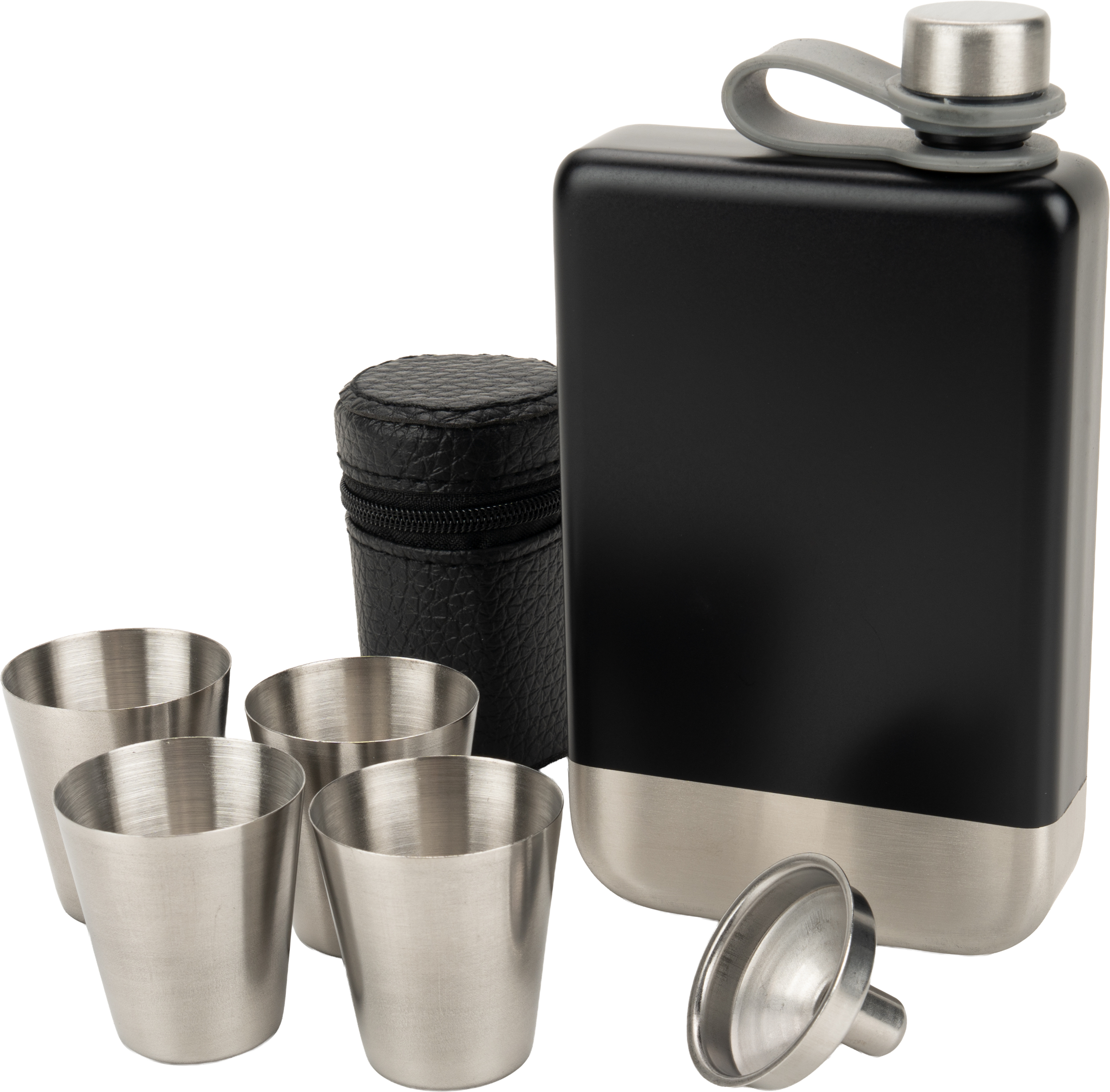 Zestaw piersiówka 266 ml, kieliszki 30 ml i lejek TAHAT Schwarzwolf